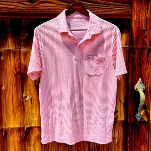 Vineyard Vines pink & white striped polo size S